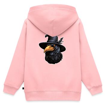 Halloween Krähe mit Hut - Kinder Premium Organic Zip Hoodie - Rosa - Hinten - AI Model Kid Female (0cm)