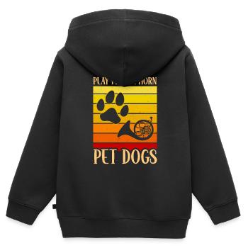 Französischer Hornhund -Spieler Hornist Messing - Kinder Premium Organic Zip Hoodie - Schwarz - Hinten - AI Model Kid Male (0cm)