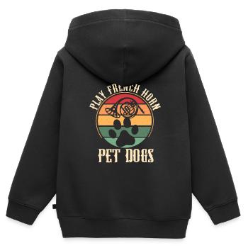 Französischer Hornhund -Spieler Hornist Messing - Kinder Premium Organic Zip Hoodie - Schwarz - Hinten - AI Model Kid Male (0cm)