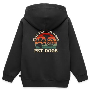 Französischer Hornhund -Spieler Hornist Messing - Kinder Premium Organic Zip Hoodie - Schwarz - Hinten - AI Model Kid Male (0cm)