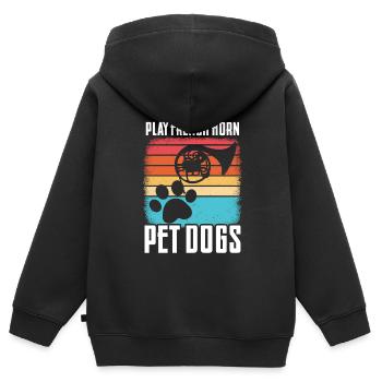 Französischer Hornhund -Spieler Hornist Messing - Kinder Premium Organic Zip Hoodie - Schwarz - Hinten - AI Model Kid Male (0cm)
