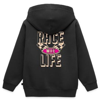 course femme course citations voiture pilote - Sweat Premium à capuche zippé enfant bio - noir - Dos - AI Model Kid Male (0cm)