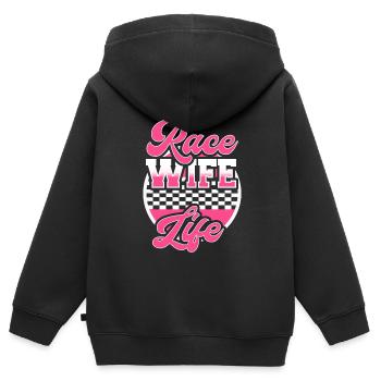 course femme course citations voiture pilote - Sweat Premium à capuche zippé enfant bio - noir - Dos - AI Model Kid Male (0cm)