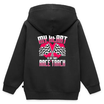 course femme course citations voiture pilote - Sweat Premium à capuche zippé enfant bio - noir - Dos - AI Model Kid Male (0cm)
