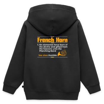 Französischer Horn -Spieler Hornist Messing Musik - Kinder Premium Organic Zip Hoodie - Schwarz - Hinten - AI Model Kid Male (0cm)