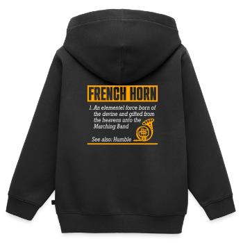 Französischer Horn -Spieler Hornist Messing Musik - Kinder Premium Organic Zip Hoodie - Schwarz - Hinten - AI Model Kid Male (0cm)