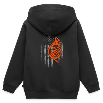 Französischer Horn -Spieler Hornist Messing Musik - Kinder Premium Organic Zip Hoodie - Schwarz - Hinten - AI Model Kid Male (0cm)