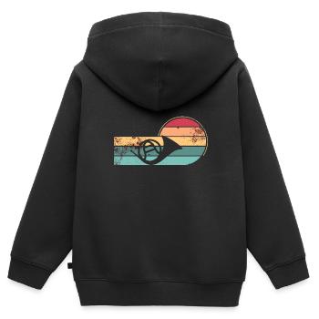 Französischer Horn -Spieler Hornist Messing Musik - Kinder Premium Organic Zip Hoodie - Schwarz - Hinten - AI Model Kid Male (0cm)