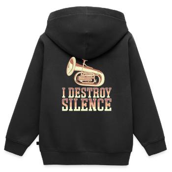 Französischer Horn -Spieler Hornist Messing Musik - Kinder Premium Organic Zip Hoodie - Schwarz - Hinten - AI Model Kid Male (0cm)
