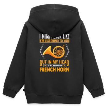 Französischer Horn -Spieler Hornist Messing Musik - Kinder Premium Organic Zip Hoodie - Schwarz - Hinten - AI Model Kid Male (0cm)