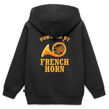 Französischer Horn -Spieler Hornist Messing Musik - Kinder Premium Organic Zip Hoodie - Schwarz - Hinten - AI Model Kid Male (0cm)