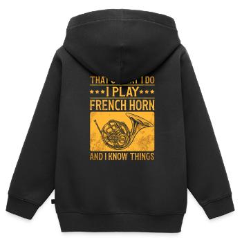 Französischer Horn -Spieler Hornist Messing Musik - Kinder Premium Organic Zip Hoodie - Schwarz - Hinten - AI Model Kid Male (0cm)