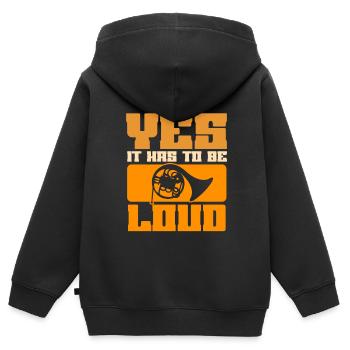 Französischer Horn -Spieler Hornist Messing Musik - Kinder Premium Organic Zip Hoodie - Schwarz - Hinten - AI Model Kid Male (0cm)