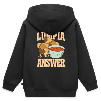 Philippines Lumpia Lovers Cuisine philippine - Sweat Premium à capuche zippé enfant bio - noir - Dos - AI Model Kid Male (0cm)