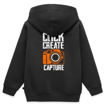 Fotografie -Fotoshooting Für Fotokamera. - Kinder Premium Organic Zip Hoodie - Schwarz - Hinten - AI Model Kid Male (0cm)