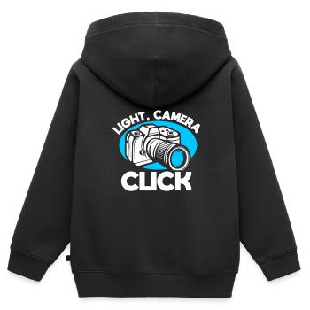 Fotografie -Fotoshooting Für Fotokamera. - Kinder Premium Organic Zip Hoodie - Schwarz - Hinten - AI Model Kid Male (0cm)
