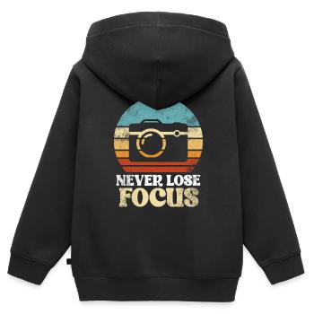 Fotografie -Fotoshooting Für Fotokamera. - Kinder Premium Organic Zip Hoodie - Schwarz - Hinten - AI Model Kid Male (0cm)