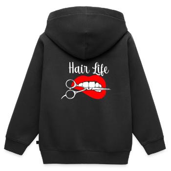 Hairstylist Hair Salon Kosmetologie - Kinder Premium Organic Zip Hoodie - Schwarz - Hinten - AI Model Kid Male (0cm)
