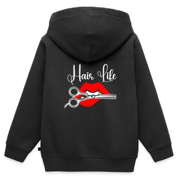Hairstylist Hair Salon Kosmetologie - Kinder Premium Organic Zip Hoodie - Schwarz - Hinten - AI Model Kid Male (0cm)