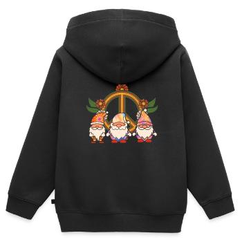 Trois Gnomes Hippies Groovy Bandage Dye Gnomies - Sweat Premium à capuche zippé enfant bio - noir - Dos - AI Model Kid Male (0cm)