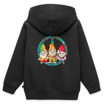 Trois Gnomes Hippies Groovy Bandage Dye Gnomies - Sweat Premium à capuche zippé enfant bio - noir - Dos - AI Model Kid Male (0cm)