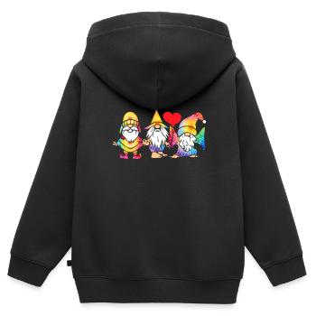 Trois Gnomes Hippies Groovy Bandage Dye Gnomies - Sweat Premium à capuche zippé enfant bio - noir - Dos - AI Model Kid Male (0cm)