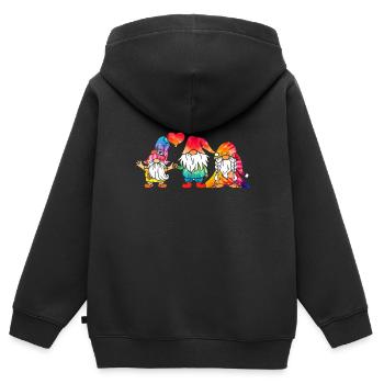 Trois Gnomes Hippies Groovy Bandage Dye Gnomies - Sweat Premium à capuche zippé enfant bio - noir - Dos - AI Model Kid Male (0cm)