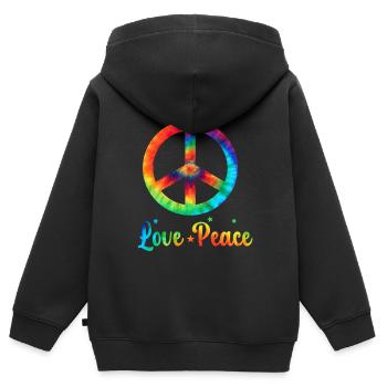 Peace Sign Love 60s 70s Costume Groovy Hippie - Kinder Premium Organic Zip Hoodie - Schwarz - Hinten - AI Model Kid Male (0cm)