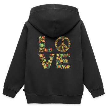Peace Sign Love 60s 70s Costume Groovy Hippie - Kinder Premium Organic Zip Hoodie - Schwarz - Hinten - AI Model Kid Male (0cm)