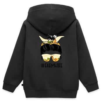 Fermière Agriculteur Agriculture Agriculture - Sweat Premium à capuche zippé enfant bio - noir - Dos - AI Model Kid Male (0cm)