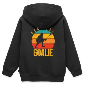 Lacrosse Girl Lax Girl Spieler Frauen - Kinder Premium Organic Zip Hoodie - Schwarz - Hinten - AI Model Kid Male (0cm)