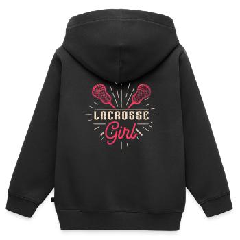Lacrosse Girl Lax Girl Spieler Frauen - Kinder Premium Organic Zip Hoodie - Schwarz - Hinten - AI Model Kid Male (0cm)