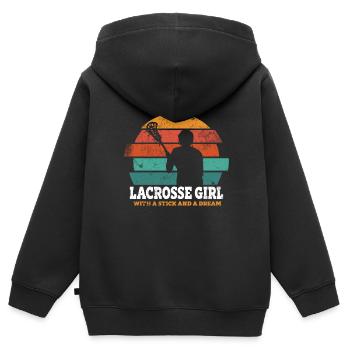 Lacrosse Girl Lax Girl Spieler Frauen - Kinder Premium Organic Zip Hoodie - Schwarz - Hinten - AI Model Kid Male (0cm)