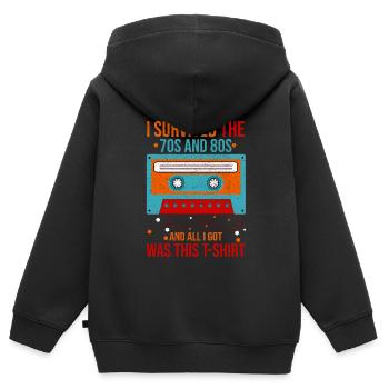 Fille garçon enfants 70 s 80 s 90 s Disco Costume tenue - Sweat Premium à capuche zippé enfant bio - noir - Dos - AI Model Kid Male (0cm)