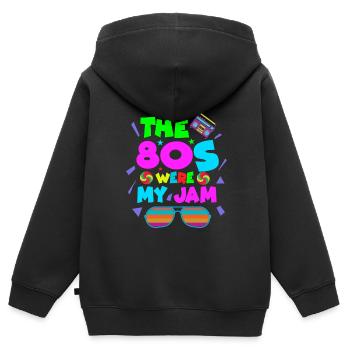 Fille garçon enfants 70 s 80 s 90 s Disco Costume tenue - Sweat Premium à capuche zippé enfant bio - noir - Dos - AI Model Kid Male (0cm)