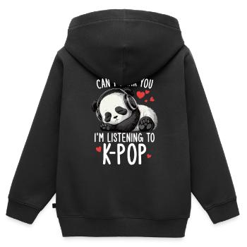Je ne t’entends pas, j’écoute des produits Kpop - Sweat Premium à capuche zippé enfant bio - noir - Dos - AI Model Kid Male (0cm)