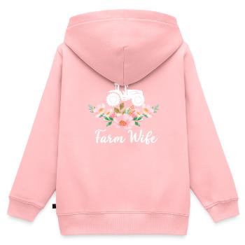 Ferme Femme Ferme Petite amie Agriculteurs Femme Campagne Ferme - Sweat Premium à capuche zippé enfant bio - rose - Dos - AI Model Kid Female (0cm)