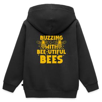 Honigbienenwebeke Hive Imkere Wabe - Kinder Premium Organic Zip Hoodie - Schwarz - Hinten - AI Model Kid Male (0cm)
