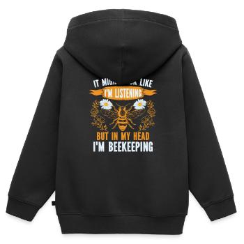 Honigbienenwebeke Hive Imkere Wabe - Kinder Premium Organic Zip Hoodie - Schwarz - Hinten - AI Model Kid Male (0cm)