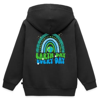 Erde Tag Groovy Hippie 70s Retro Retro - Kinder Premium Organic Zip Hoodie - Schwarz - Hinten - AI Model Kid Male (0cm)