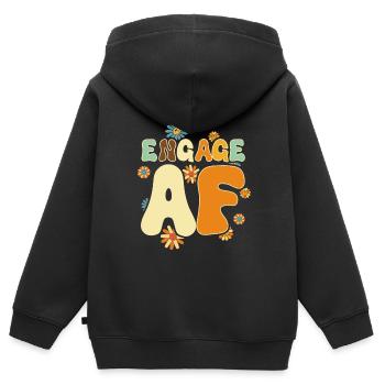 Dedicated friends engagement bride - Kids Premium Organic Zip-up Hoodie - black - Back - AI Model Kid Male (0cm)