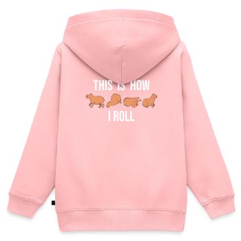 So Rolle Ich Süße Capybara - Kinder Premium Organic Zip Hoodie - Rosa - Hinten - AI Model Kid Female (0cm)