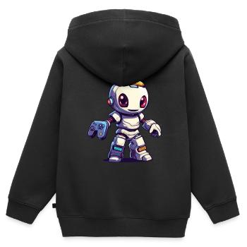 Netter Roboterspieler Lustiger Gaming -Roboter - Kinder Premium Organic Zip Hoodie - Schwarz - Hinten - AI Model Kid Male (0cm)
