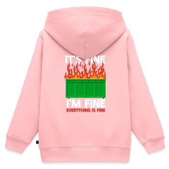 It's Fine I'm Fine Everything Is Fine Dumpster - Kinder Premium Organic Zip Hoodie - Rosa - Hinten - AI Model Kid Female (0cm)