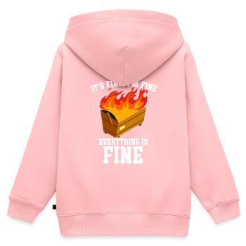 It's Fine I'm Fine Everything Is Fine Dumpster - Kinder Premium Organic Zip Hoodie - Rosa - Hinten - AI Model Kid Female (0cm)
