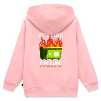 It's Fine I'm Fine Everything Is Fine Dumpster - Kinder Premium Organic Zip Hoodie - Rosa - Hinten - AI Model Kid Female (0cm)