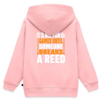 Clarinettiste Clarinette Jouant de la basse - Sweat Premium à capuche zippé enfant bio - rose - Dos - AI Model Kid Female (0cm)