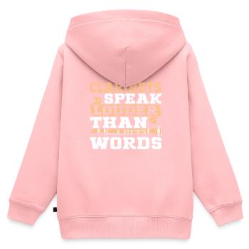 Clarinettiste Clarinette Jouant de la basse - Sweat Premium à capuche zippé enfant bio - rose - Dos - AI Model Kid Female (0cm)