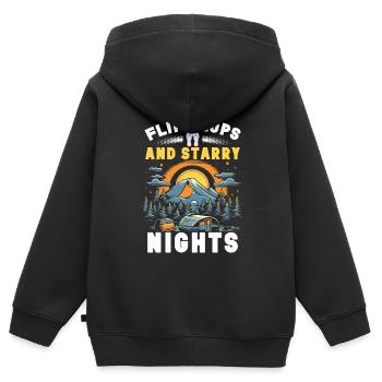 Camping Flip Flops Camper Natur Outdoor - Kinder Premium Organic Zip Hoodie - Schwarz - Hinten - AI Model Kid Male (0cm)