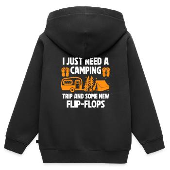 Camping Flip Flops Camper Natur Outdoor - Kinder Premium Organic Zip Hoodie - Schwarz - Hinten - AI Model Kid Male (0cm)